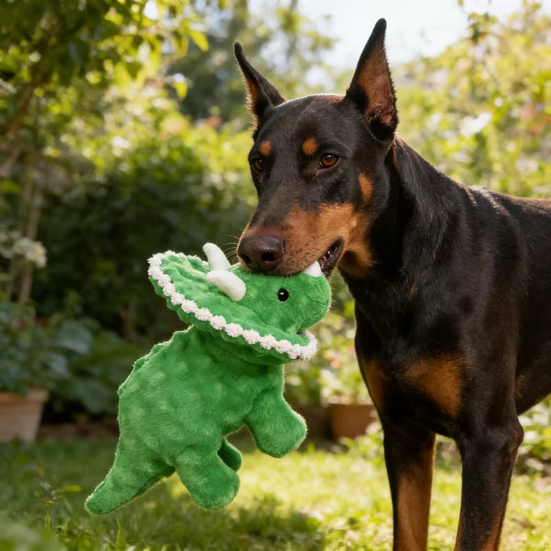 Pet Dinosaur Indestructible Plush Dog Play Toy Cartoon with Squeaker Safe Large Dog Cute Animal Supplies Tough Toys Resistant
