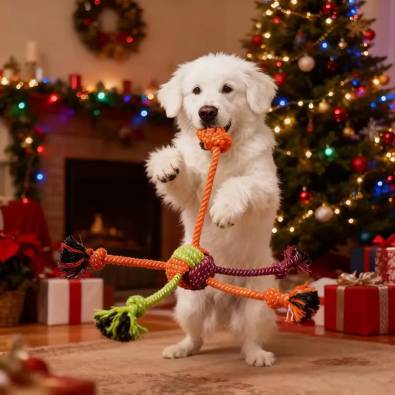 Durable Dog Rope Toy Teeth Cleaning Pet Interactive Chewing Dog Toy Outdoor Training Puppy Bone Knot Rope Pet Products