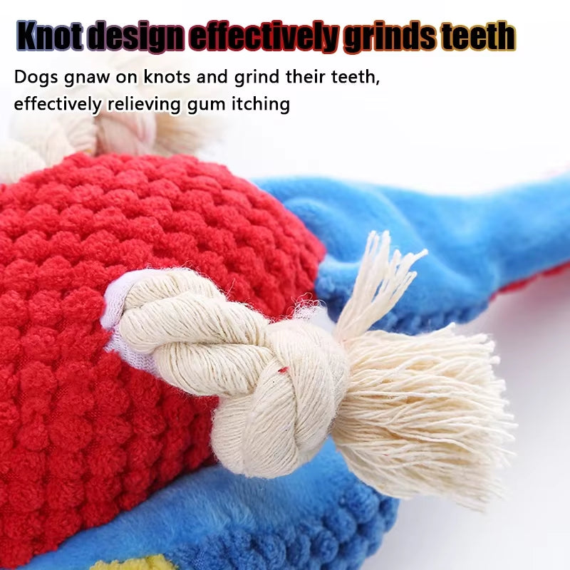 New Plush Parrot Toy with Knots to Chew and Grind Teeth, Interactive Fun for Pet Dogs