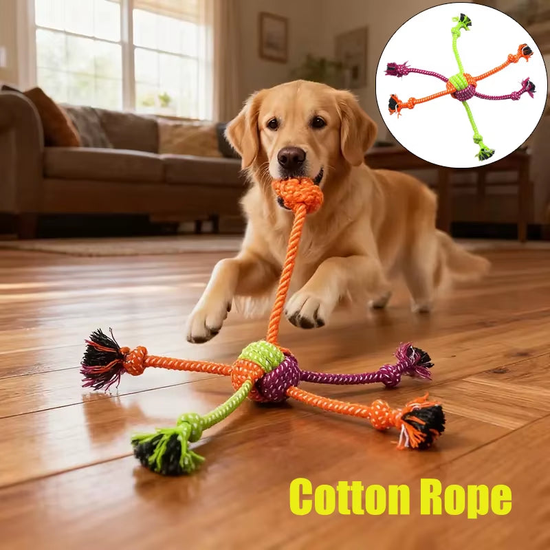 Durable Dog Rope Toy Teeth Cleaning Pet Interactive Chewing Dog Toy Outdoor Training Puppy Bone Knot Rope Pet Products