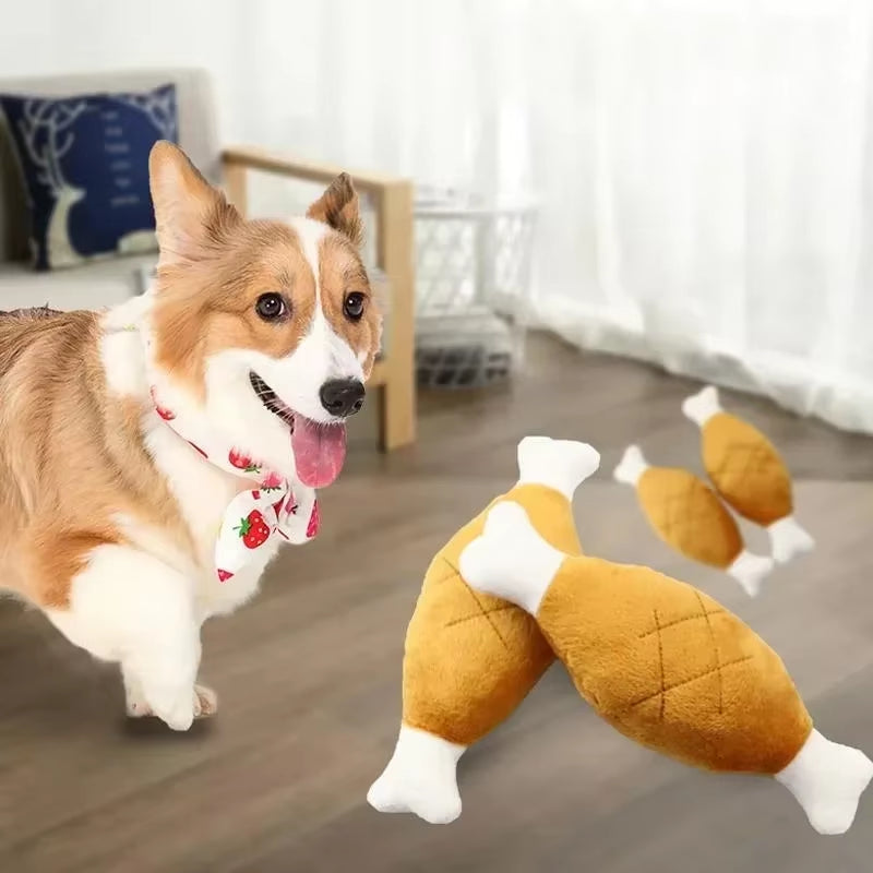 Puppy Chewing Toy Pet Dogs Biteable Plush Toy Dog Squeak Squeeze Bone Soft Dog Toothbrush Biting Pet Gift Squeak