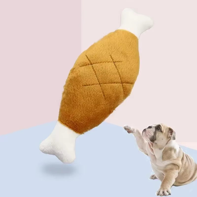 Puppy Chewing Toy Pet Dogs Biteable Plush Toy Dog Squeak Squeeze Bone Soft Dog Toothbrush Biting Pet Gift Squeak