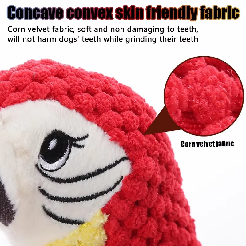 New Plush Parrot Toy with Knots to Chew and Grind Teeth, Interactive Fun for Pet Dogs