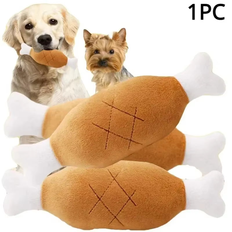 Puppy Chewing Toy Pet Dogs Biteable Plush Toy Dog Squeak Squeeze Bone Soft Dog Toothbrush Biting Pet Gift Squeak