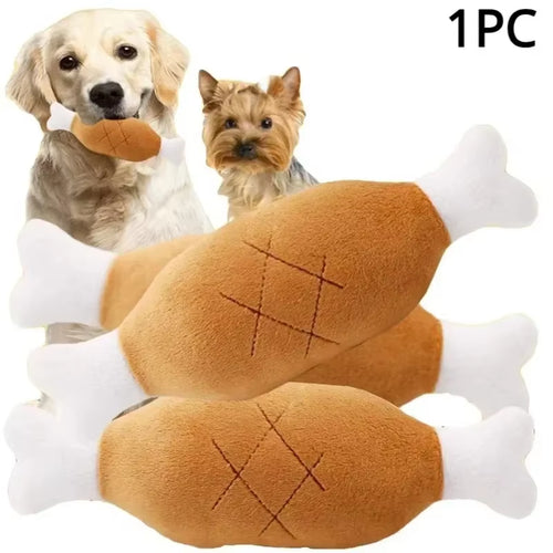 Puppy Chewing Toy Pet Dogs Biteable Plush Toy Dog Squeak Squeeze Bone Soft Dog Toothbrush Biting Pet Gift Squeak